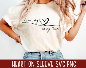 I wear my heart on my sleeve Png Mom Life Svg Mum Svg Mother's Day Svg family grandma gigi nana svg Mental Health Svg love heart doodle png