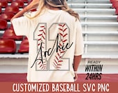 Baseball Number Custom Name Svg Personalized Baseball SVG Custom Baseball Cut File PNG Baseball Mascot Cheer Squad Design Sport Sideline svg