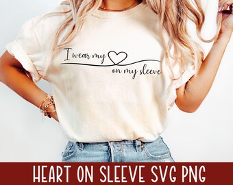 I wear my heart on my sleeve Png Mom Life Svg Mum Svg Mother's Day Svg family grandma gigi nana svg Mental Health Svg love heart doodle png