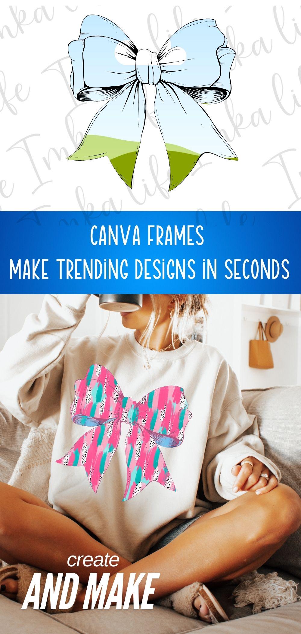 Canva Frame Coquette Bow Drag Drop Editable Add Picture Photo Girly ...