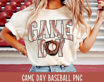 Varsity Baseball Game Day PNG Baseball Mom Sideline Cheer Squad Baseball Glove That's my boy Support Crew Shirt Sweater Design