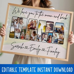 Collage de fotos personalizado para mamá, póster con fotos de recuerdo, collage editable, paisaje, cartas para el día de la madre, el mejor cumpleaños de mamá, nueva mamá, digital