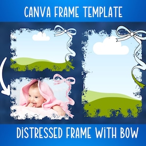 Moldura de foto Coquette Bow Efeito descolorido Borda desgastada Pacote de molduras Canva Colagem de fotos Arraste e solte Personalizar Editar imagem Padrão Imagem