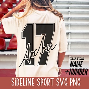 Sporttröja Anpassat namnnummer Svg Png Personlig fotboll Baseboll SVG Anpassad basket PNG Maskot Cheer Squad Design Sideline Mom SVG