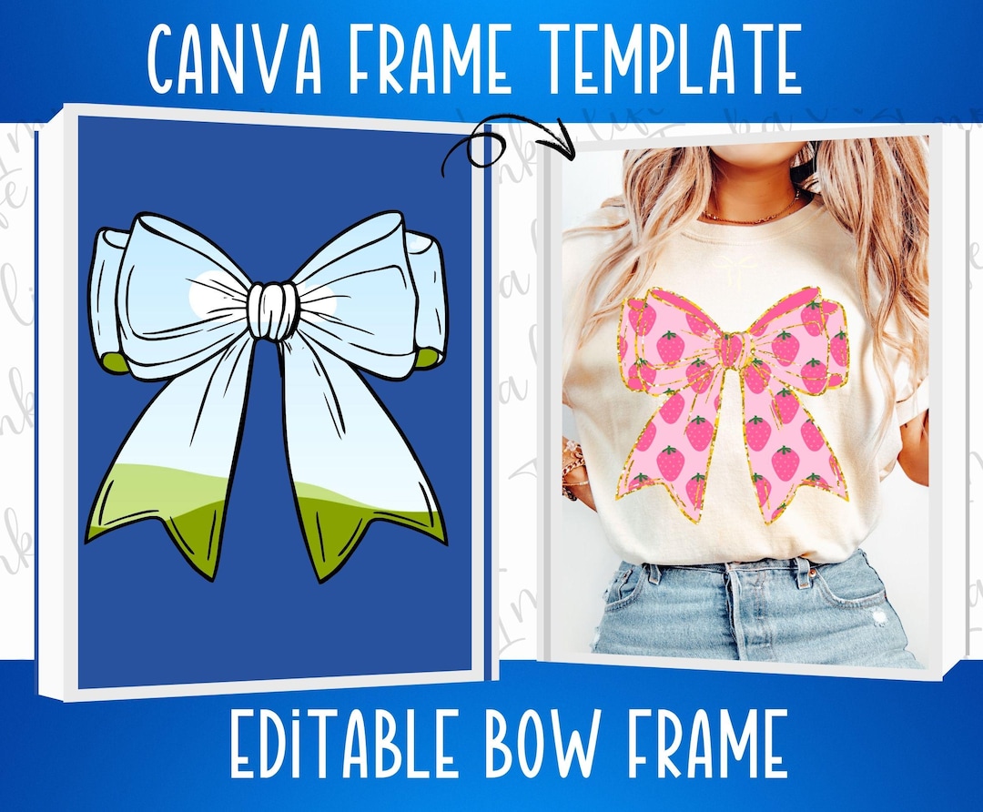 Custom Coquette Ribbon Canva Frame Editable Template Bow Trending ...