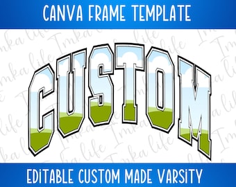 Custom order personalized Varsity Arched Canva Frame Template Drag Drop Frame DIY Fill Pattern Personalized name Editable POD commercial use