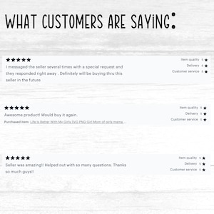Pode incluir: Imagem com avalia&ccedil;&otilde;es de clientes com classifica&ccedil;&otilde;es por estrelas e texto. A frase "WHAT CUSTOMERS ARE SAYING" est&aacute; no topo. As avalia&ccedil;&otilde;es destacam experi&ecirc;ncias positivas com o vendedor, mencionando a capacidade de resposta e a satisfa&ccedil;&atilde;o com o produto.