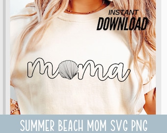 Summer Mama Shell SVG PNG minimalist clam beach design girly motherhood marine nautical design sea shirt sweater trendy cut file mother day