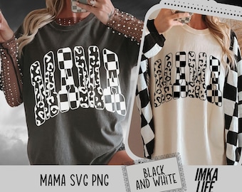 Mamá moderna retro, mamá universitaria, estampado de leopardo, cuadros SVG PNG, vida de mamá, archivo de corte, vibras de mamá geniales, estampado a cuadros para ella, estampado animal llamativo