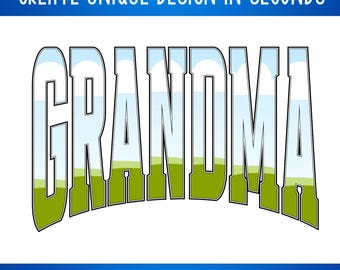 Grandma Varsity Canva Frame Editable Arched Varsity Grandma Family Design Drag Drop Customizable Frame add Interior Border Custom for shirt