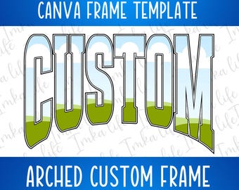 Custom Varsity Canva Frame Personalized Word Name Arched Varsity Canva Template Drag and Drop Frame Fill Pattern Personalised