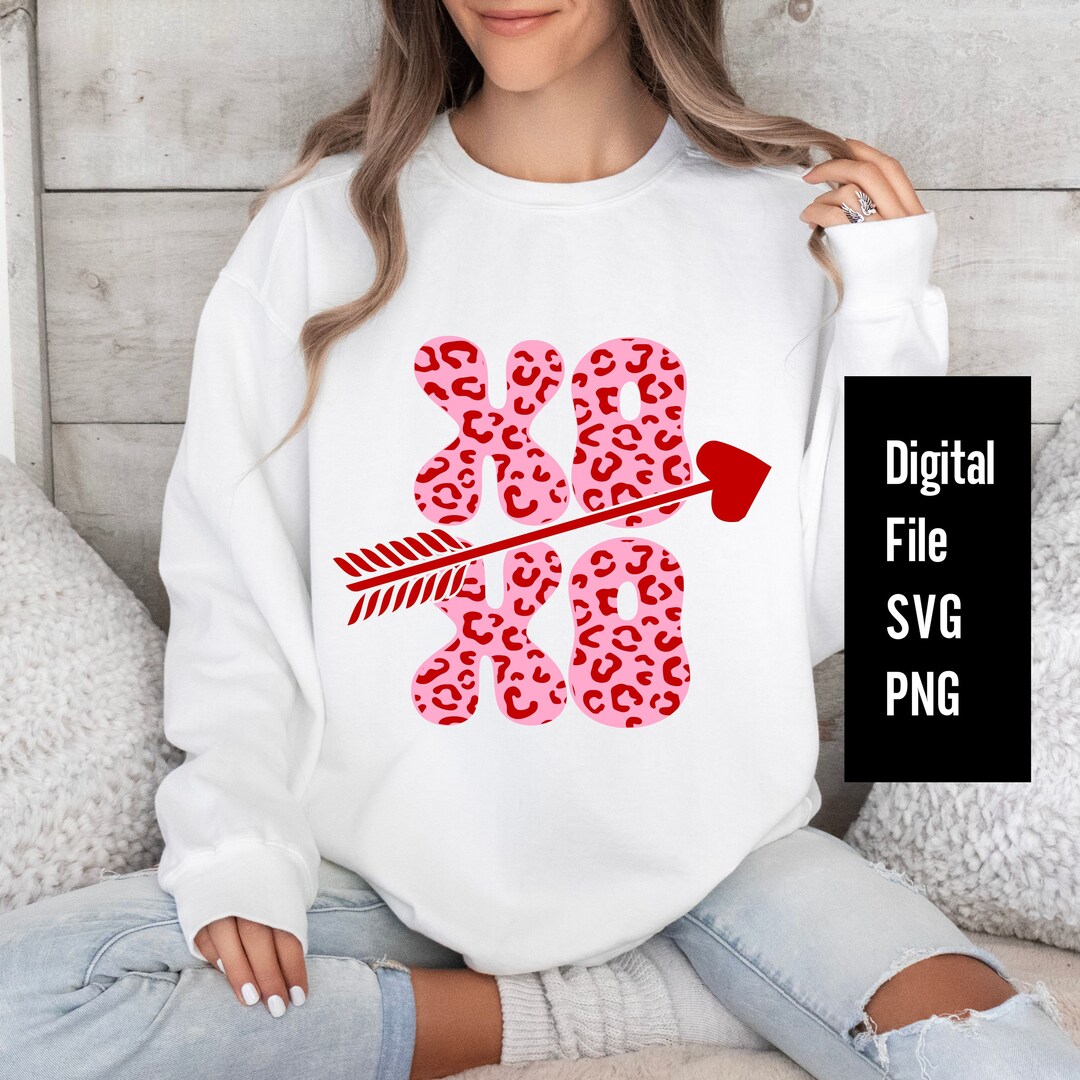 Retro Leopard Print Hugs and Kisses Svg Png Xoxo Svg Cupid's Arrow Svg ...