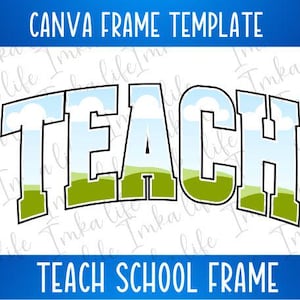 Teach Varsity Arched Canva Frame Customizable Back to School Teach Kindness Add Image Design Text Font Drag and Drop Design for Tshirt Gift