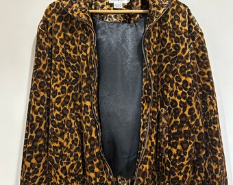 80₋90s leopard leather jacket レオパード柄 Wilson's Leather Jacket With Leopard Print, Large Vintage