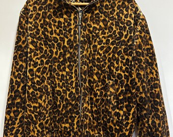 ジャケット・アウター 90s velor animal pattern drizzler jacket Leopard Print Jacket 90s Baby Blue Windbreaker Animal Print