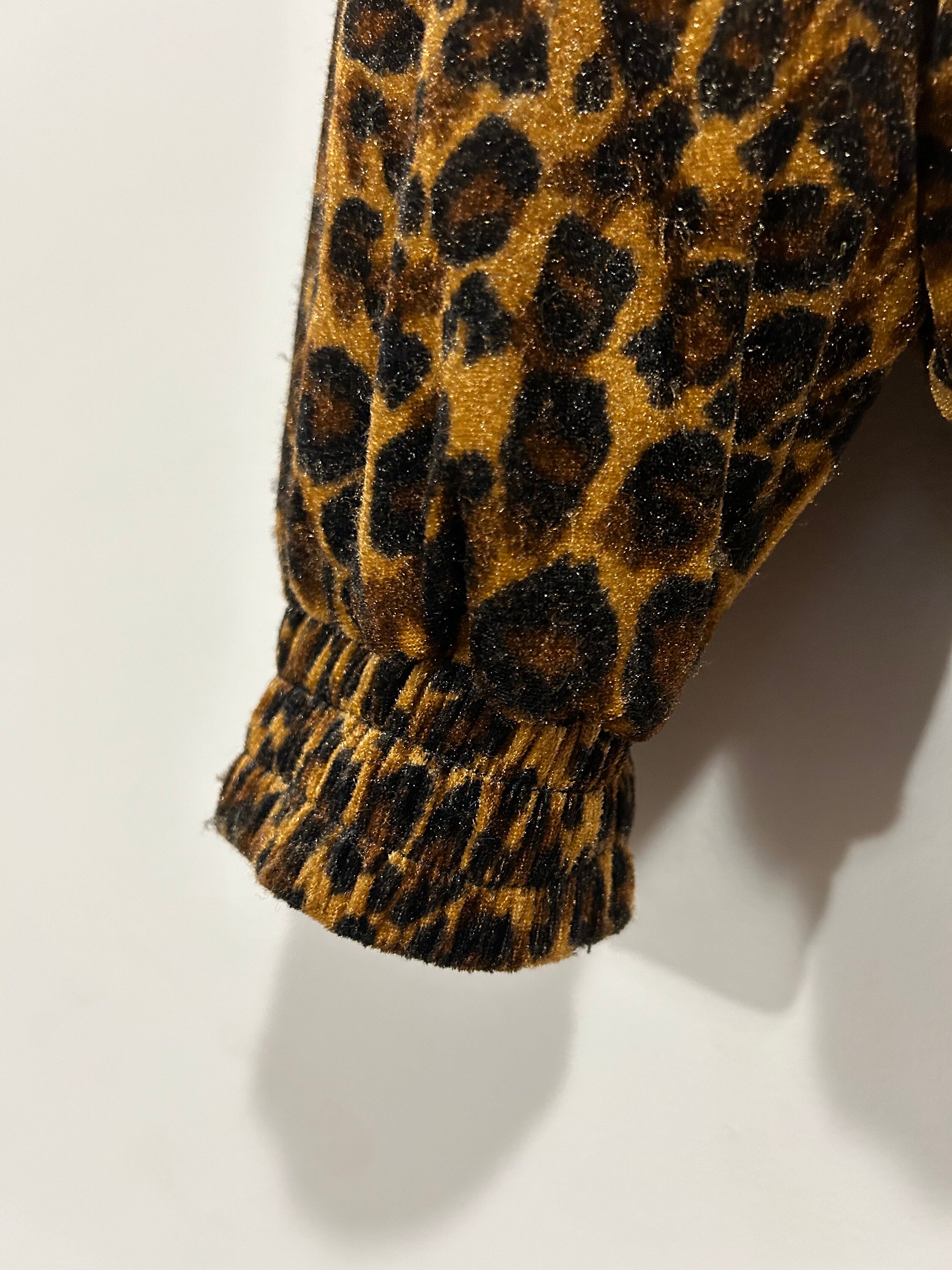 Vintage Velour Leopard Print Jacket 90s Size L - Etsy
