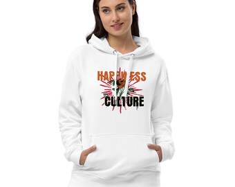 Premium eco hoodie, best graphic design, Happiness Culture.