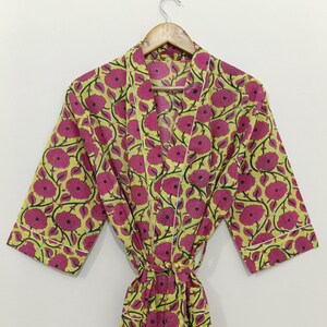 Floral Cotton Kimono Robe: Boho Beach Cover-Up, Handmade