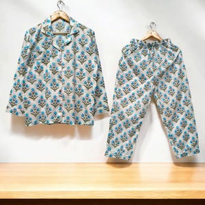 Handmade Floral Cotton Pajama Set Soft & Comfortable Pj Set Bridesmaid Pajamas Every Day Using Pajamas Night Wear Sleepwear Set Women Gift