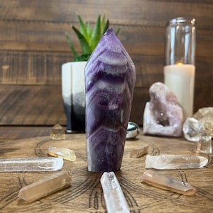 Polished Chevron Amethyst Crystal Point From Zambia