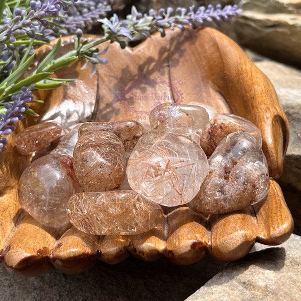 Natural Polished Rutilated Quartz Tumbled Stones Small and Large