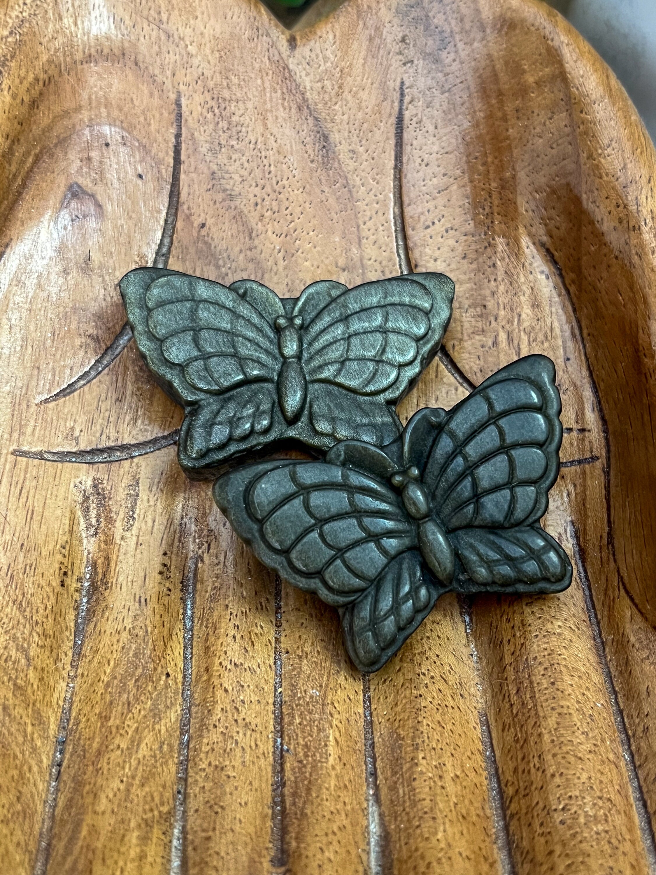 Carved Butterflies in Gold Sheen Obsidian, Mahogany Obsidian