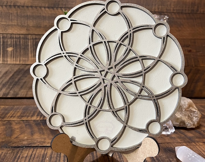 Handmade Sacred Geometry Crystal Grid Laser Cut 7.5 inches with multiple color options