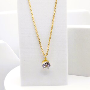 CZ Necklace with Gold Chain, Cubic Zirconia Necklace