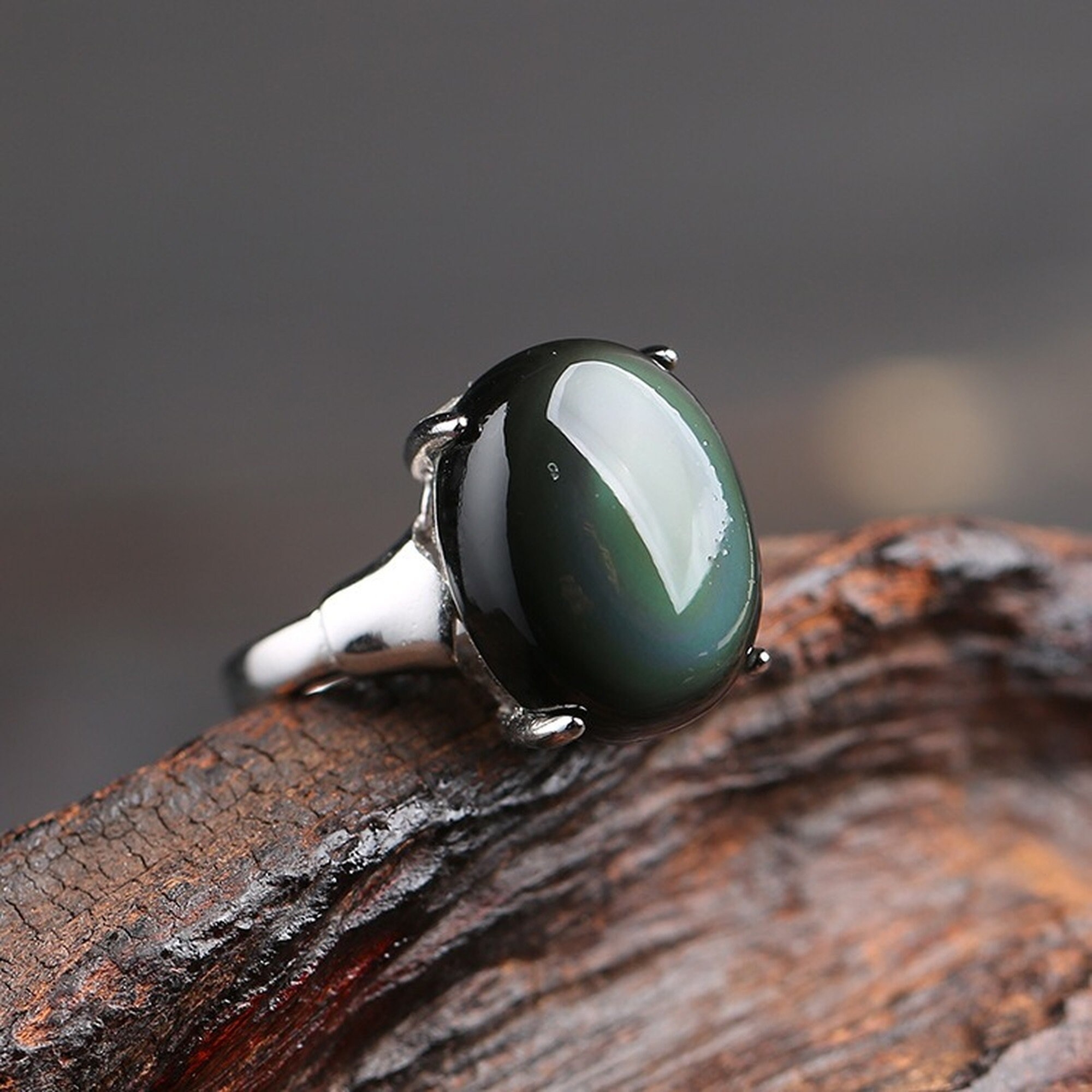 Rainbow obsidian shop ring