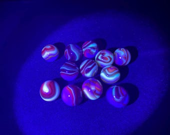 10-Uraniumrode/gele/oranje swirl-knikkers 5/8