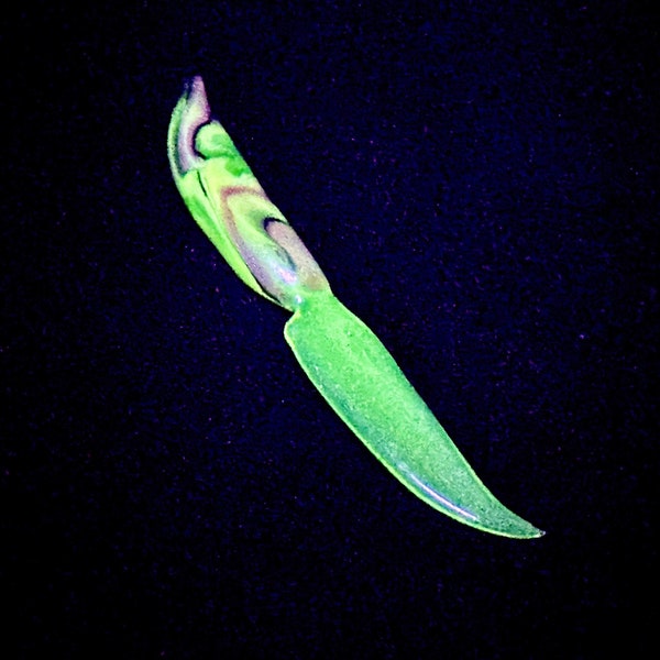 Uranium glass art glass knife by Rafael
