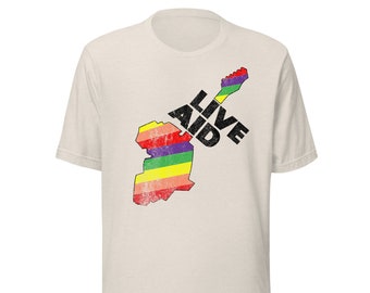 Live Aid Rainbow Retro 1980s Concert T-Shirt - Men's & Women's Vintage Tee