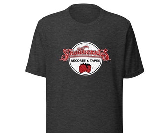 Strawberries Records and Tapes Retro 1990s T-Shirt | Mens & Womens Vintage Tee