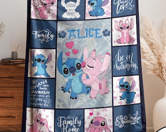 Custom Name Stitch Blanket, Stitch Blanket, Disney Blanket, Custom Name Blanket, Custom Stitch Blanket, Disney Trip Blanket, Birthday Gift