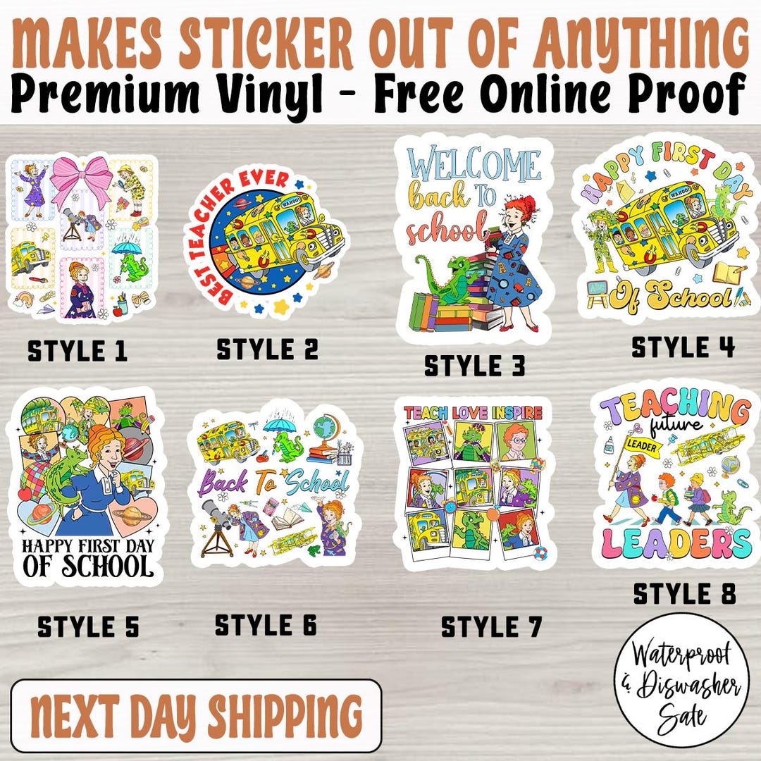 8 Magic School Bus Back to School Sticker, Cute Teacher Stickers, Field ...