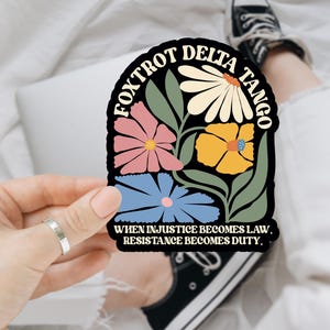 Foxtrot Delta Tango Floral Subtle Anti Trump Sticker/Car Magnet, Subtle FTD Flowers, Not My President, I Dissent, Didn&#39;t Vote for Him
