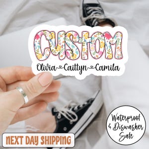 Floral Custom Name Sticker/Car Magnet, Personalized Name Decal, Custom Floral Name Sticker, Colorful Floral Name, Custom Flower Name Sticker