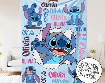 Custom Name Stitch Blanket, Stitch Blanket, Disney Blanket, Custom Name Blanket, Custom Stitch Blanket, Disney Trip Blanket, Birthday Gift