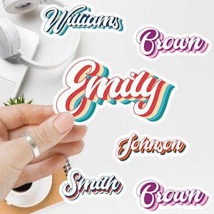 Custom Name Sticker, Retro Custom Daisy Name Sticker, Groovy Name Sticker, Personalized Laptop Sticker, Water Bottle Name Sticker