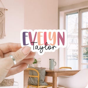Custom Name Sticker, Personalized Name Stickers, Custom Floral Name Sticker, Colorful Floral Name Tags, Custom Flower Name Stickers