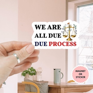 We Are All Due Process Sticker/Car Magnet, Anti-Authoritarian Sticker, Save Democracy Sticker, I Love Due Process Sticker,Anti Trump Sticker