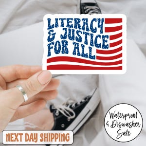 Literacy And Justice For All Anti Trump Sticker/Car Magnet, 4th Of July Sticker, Patriotic Sticker, Human Right Sticker, Activism Sticker