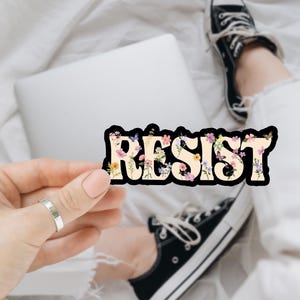 Resist Floral Anti Trump Sticker/Car Magnet, F*ck Trump Bumper Sticker, Anti Trump Rainbow Human Rights Sticker, Liberal Anti MAGA Democrat