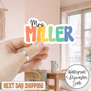 Custom Name Sticker, Personalized Name Stickers, Custom Floral Name Sticker, Colorful Floral Name Tags, Custom Flower Name Stickers