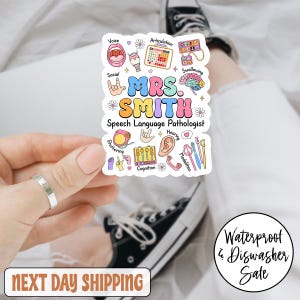 Retro Groovy Custom SPL Speech Language Pathologist Sticker/Car Magnet, Personalized Speech Language Pathologist Gift Speech Therapist Name