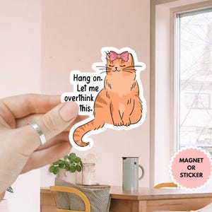 Hang On Let Me Overthink This Sticker/Car Magnet, Retro Frog Coffee Lover, Anxiety Sticker, Sarcastic Sticker,Laptop Decal,Chaos Coordinator