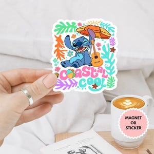 Sommer Vibes Küsten Cool Auto Magnet/Aufkleber, Süßer Stitc.h Aufkleber, Kawaii Aufkleber, Aufkleber Laptop Aufkleber, Computer Aufkleber, Vinyl Aufkleber