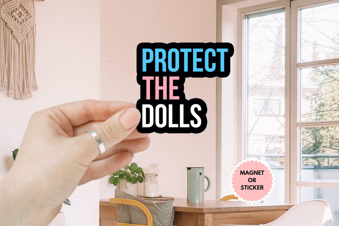 Protect The Doll Retro Vintage Sticker/Car Magnet, Feminist Sticker, Human Rights Sticker, Gender Equality, Trans Rights Transgender Pride