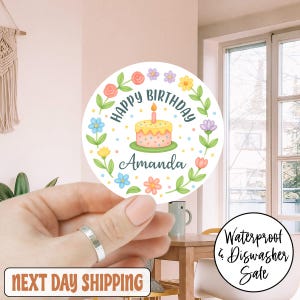 Birthday Girl Sticker, Happy Birthday Sticker, Custom Boys / Girls Birthday Stickers / Birthday Favor, Celebration Sticker,Cupcake Sticker