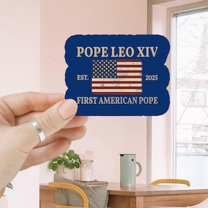 Adesivo/magnete per auto "Da Papa Leone XIV", primo Papa americano, "Costruisci ponti", bottiglia d'acqua impermeabile in vinile, fede cristiana, cattolico, Vaticano.
